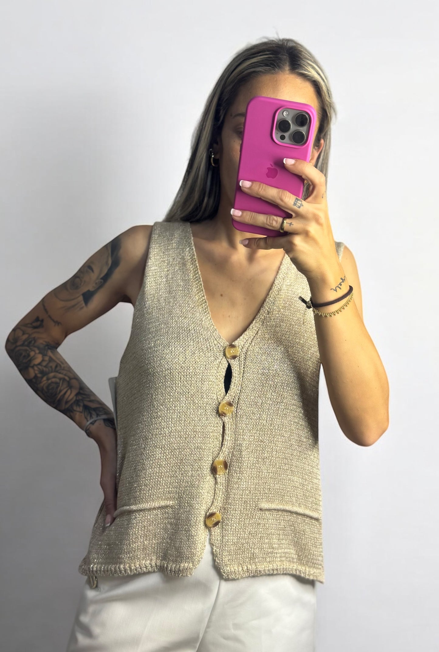 CHALECO GLITTER GOLD