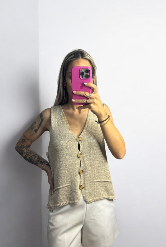 CHALECO GLITTER GOLD