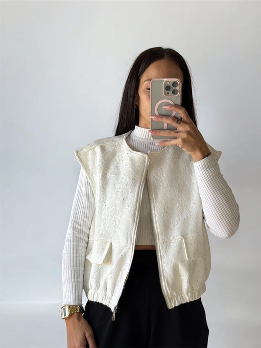 CHALECO GLITTER WHITE