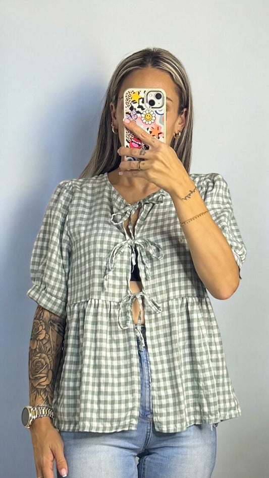 BLUSA VICHY CAQUI